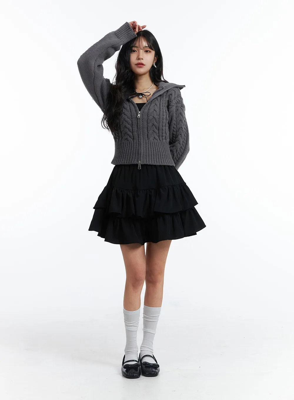 Cable Knit Crop Sweater OJ426