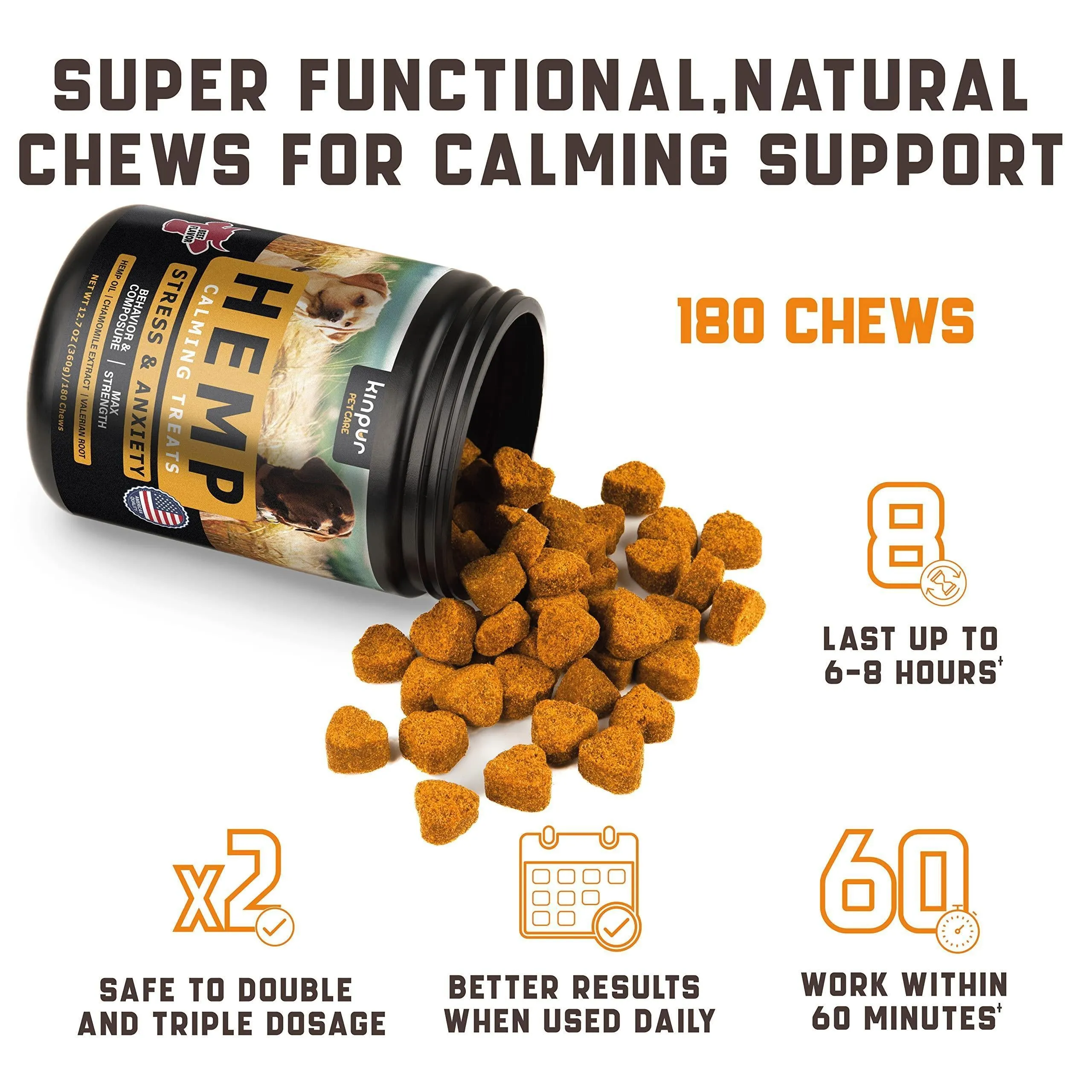 Calming Chews for Dogs with Hemp Oil   Aid During Thunderstorms Separation Car