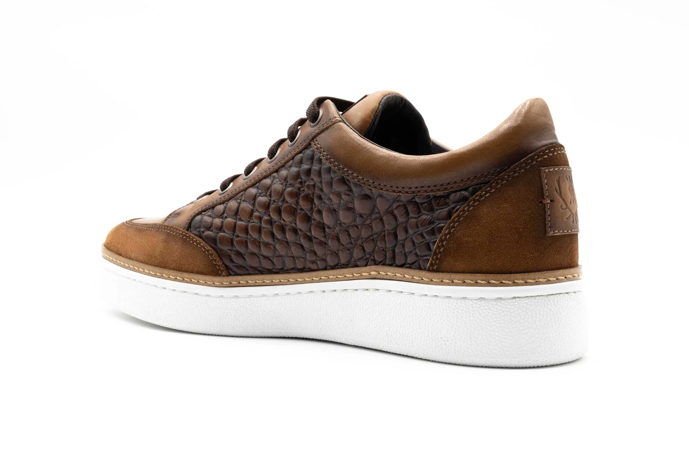 Carson Alligator Grain Sneakers - Pecan