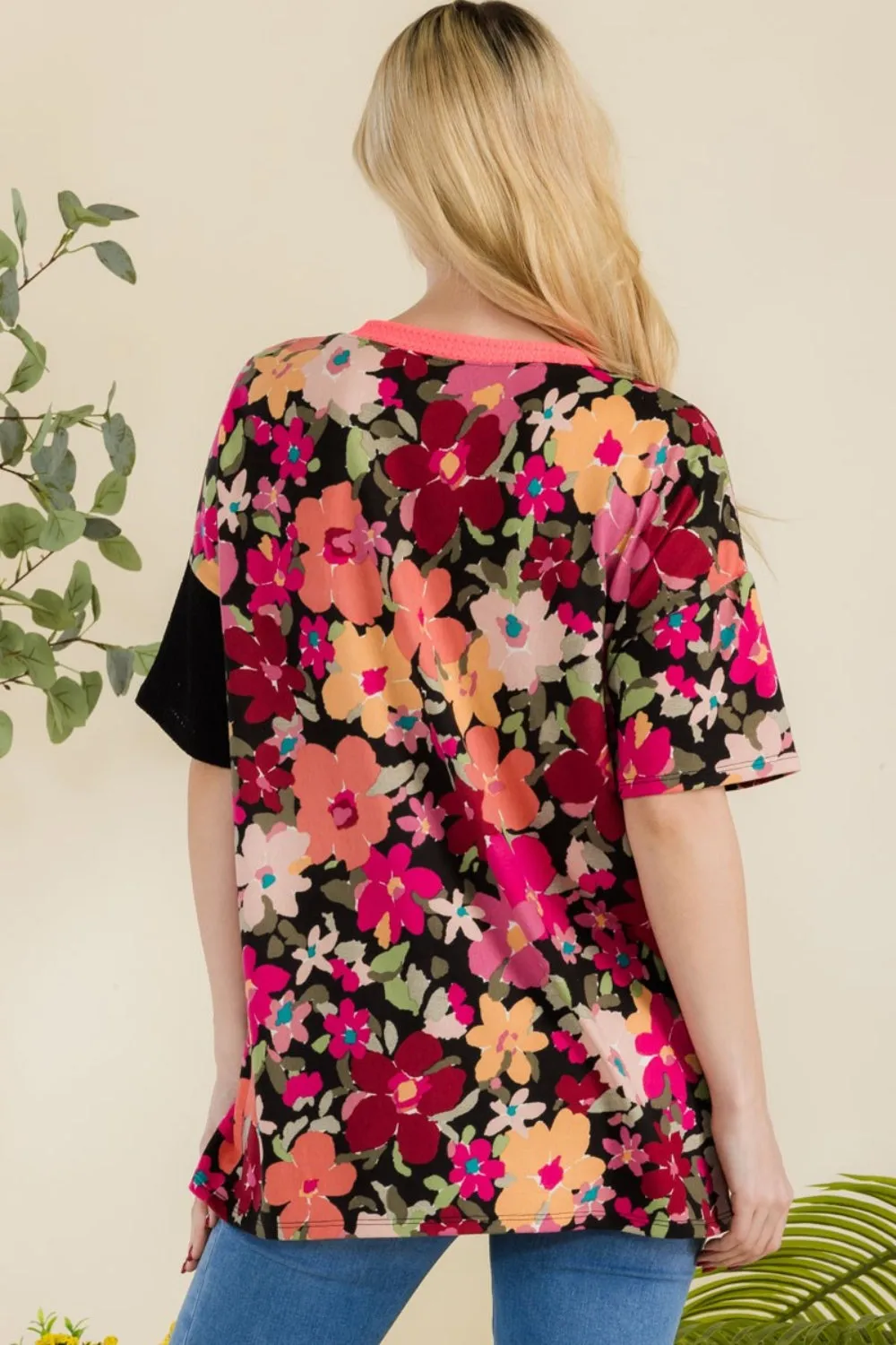 Celeste Full Size Floral Short Sleeve T-Shirt