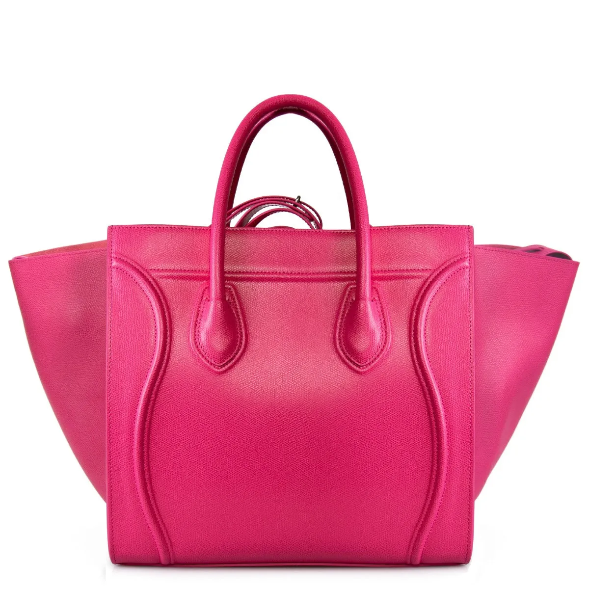 Celine Medium Luggage Phantom Bag In Fuchsia Baby Grained Calfskin Leather