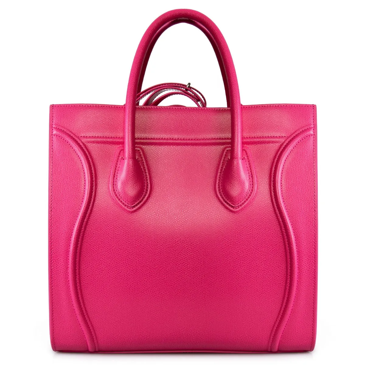 Celine Medium Luggage Phantom Bag In Fuchsia Baby Grained Calfskin Leather