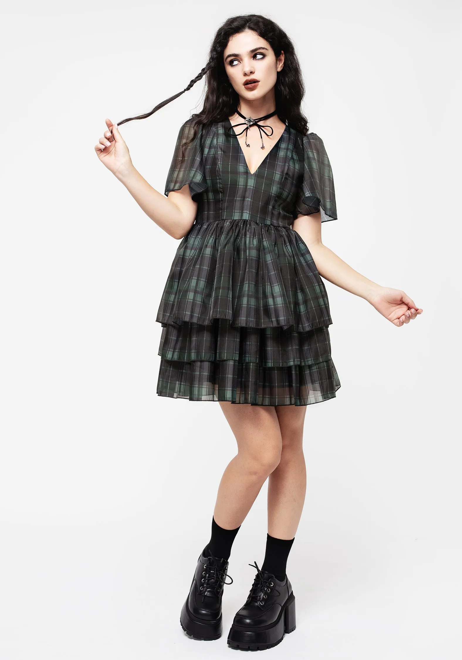 Checkmate Layered Organza Mini Dress