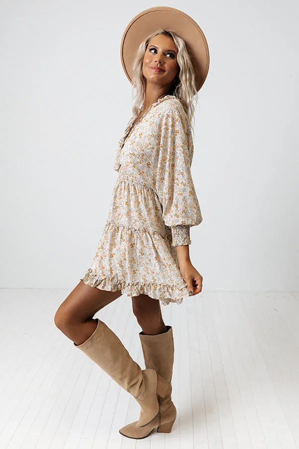 Chic Discovery Floral Dress In Birch