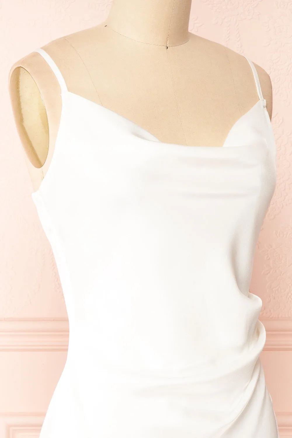 Chloe White | Cowl Neck Satin Slip Dress