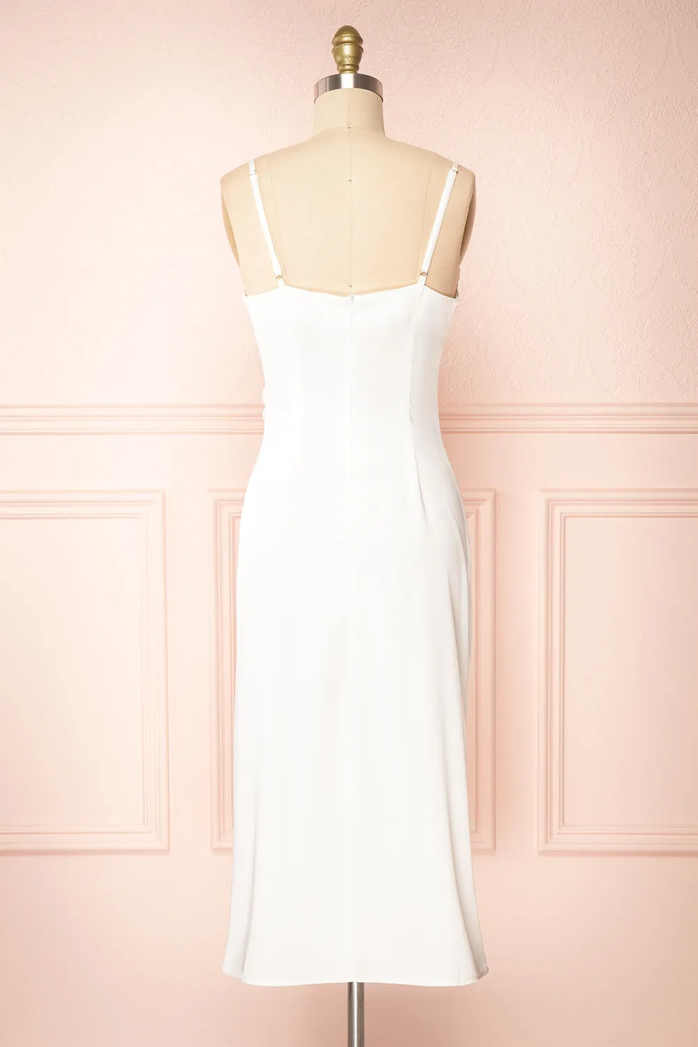 Chloe White | Cowl Neck Satin Slip Dress