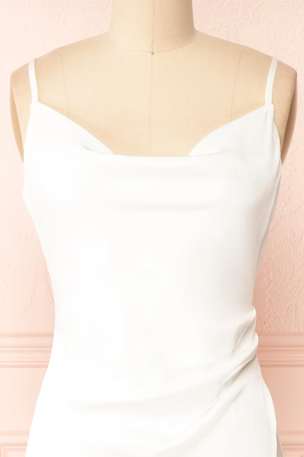 Chloe White | Cowl Neck Satin Slip Dress