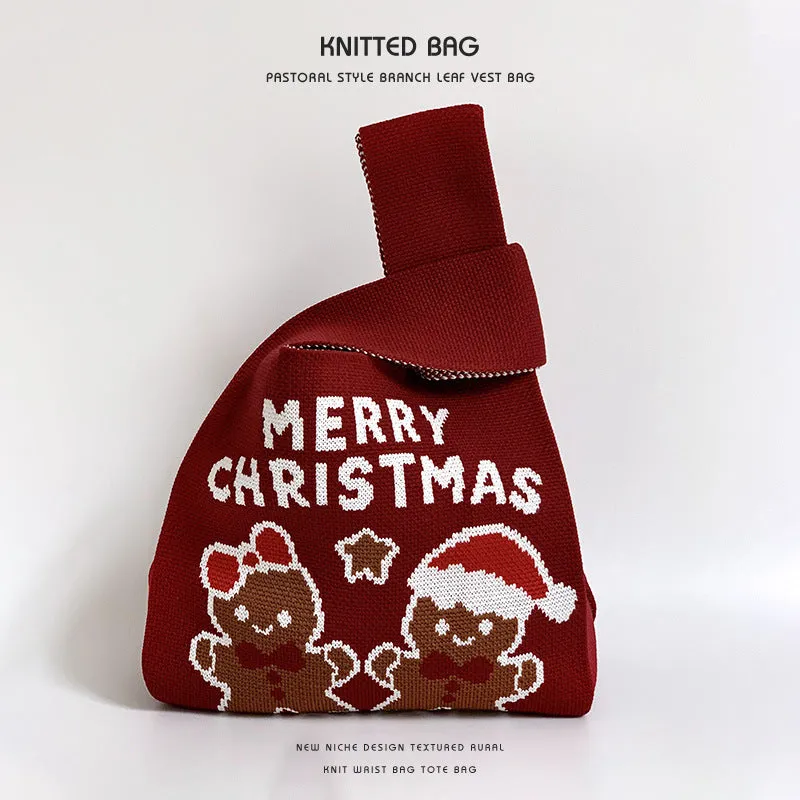 Christmas Gift Bag Knitted Vest Bag Handbag