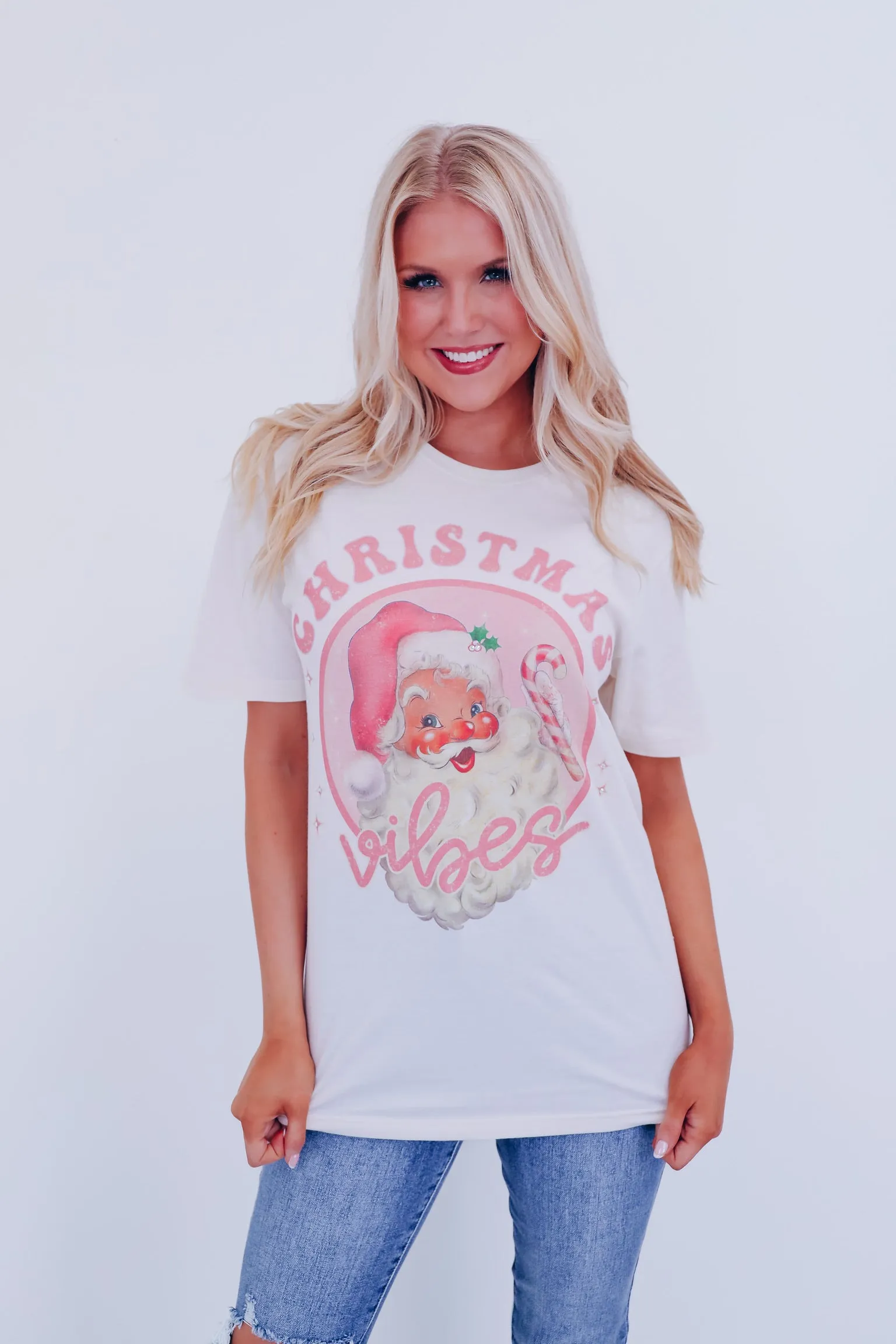 Christmas Vibes Sparkling Graphic Tee - Natural