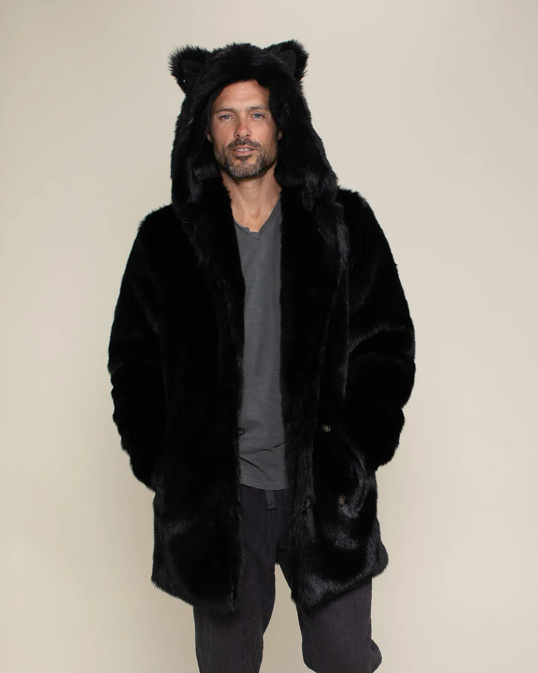 Classic Men's Faux Fur Coat | Black Panther