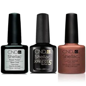 CND - Shellac Xpress5 Combo - Base, Top & Leather Satchel (0.25 oz)