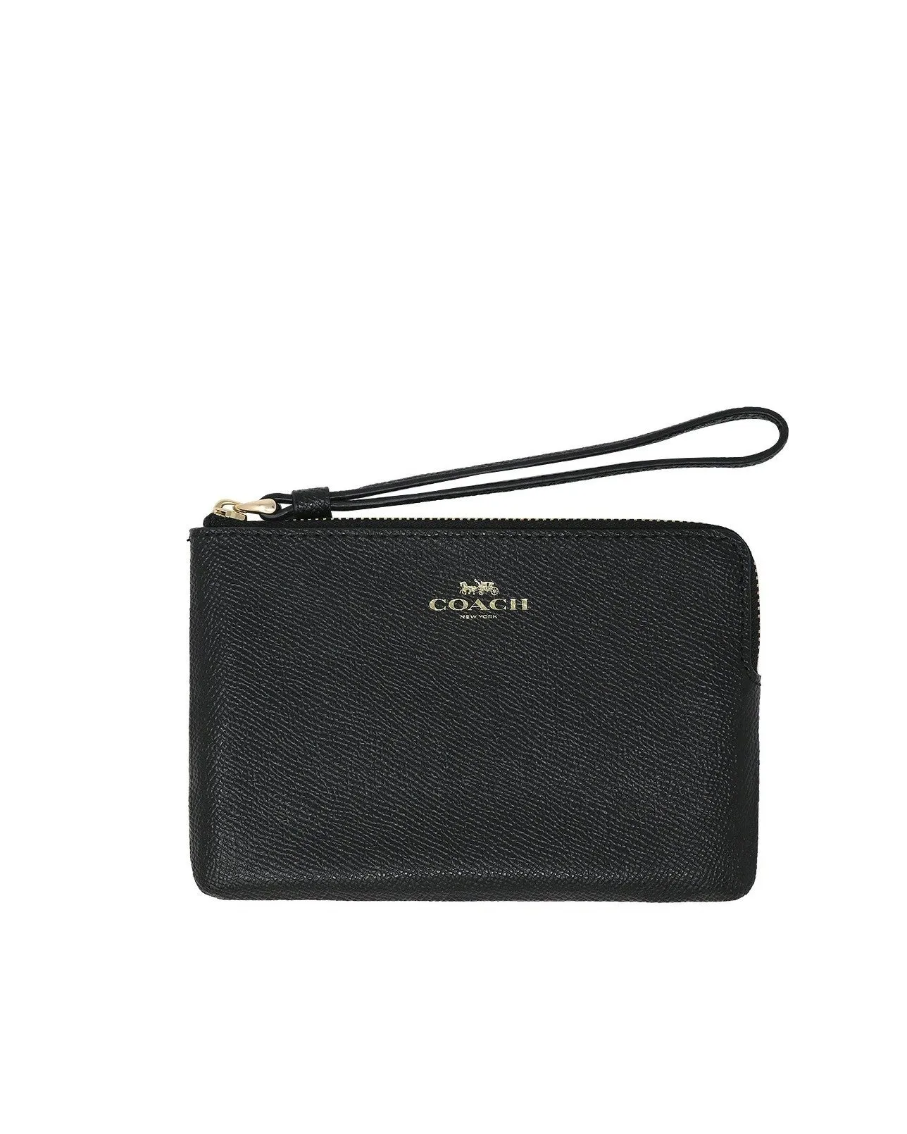 Coach Women's Black Corner Zip Wristlet