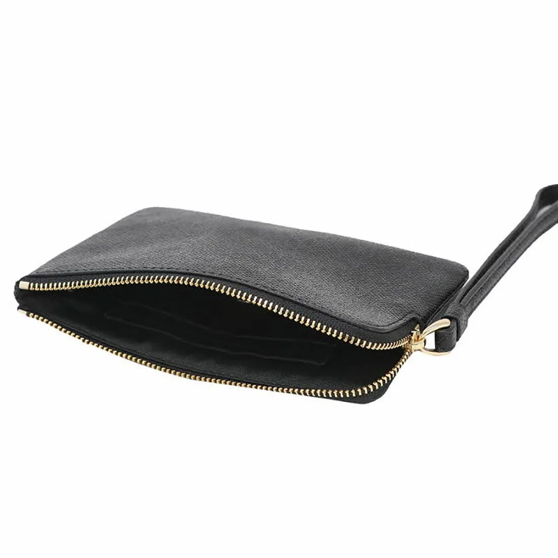 Coach Women's Black Corner Zip Wristlet