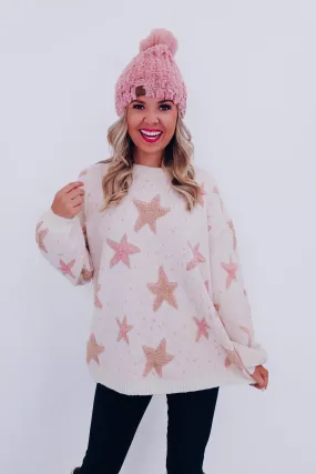 Coastal Christmas Star Print Sweater - Ivory