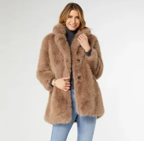 Coco and Carmen Whitney Faux Fur Coat Mushroom-2439101C