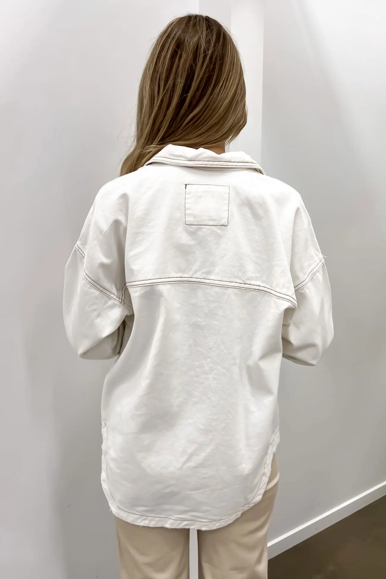 Coco Denim Shacket Vintage White