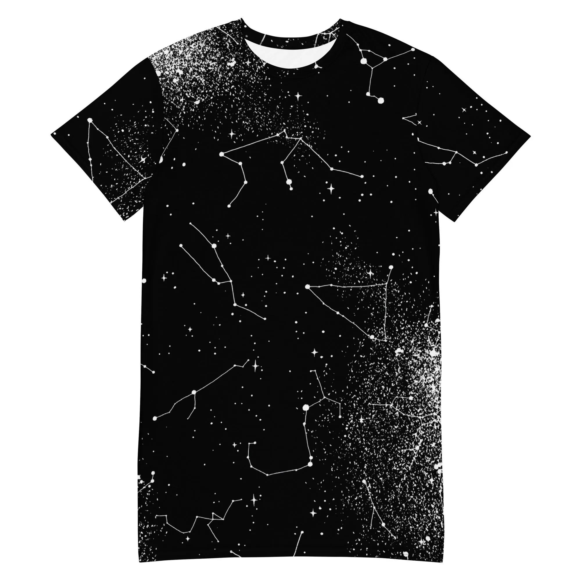 Constellation Tee Dress - Vegan Oversized T-shirt Witchy Alt Style Occult Grunge Aesthetic Unisex Goth Black Dress