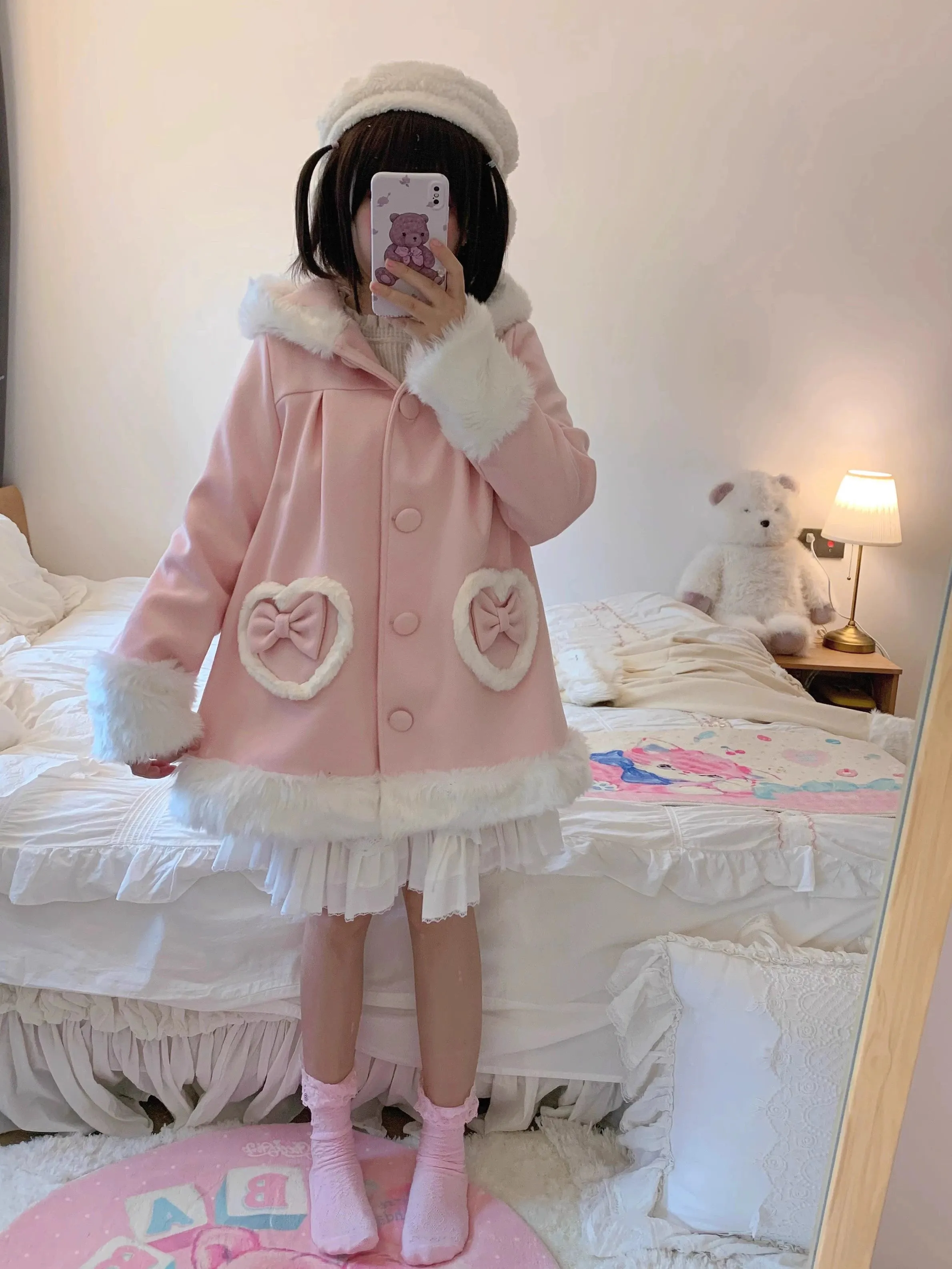 Cream Bunny Hooded Coat