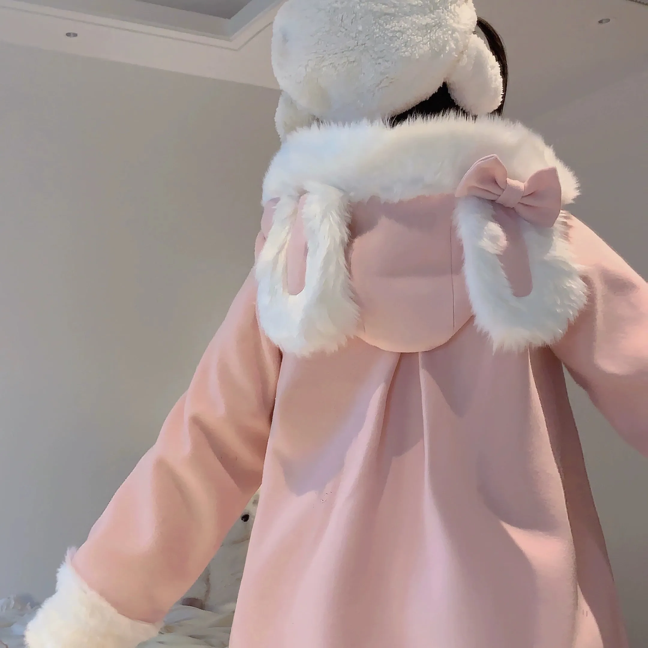 Cream Bunny Hooded Coat