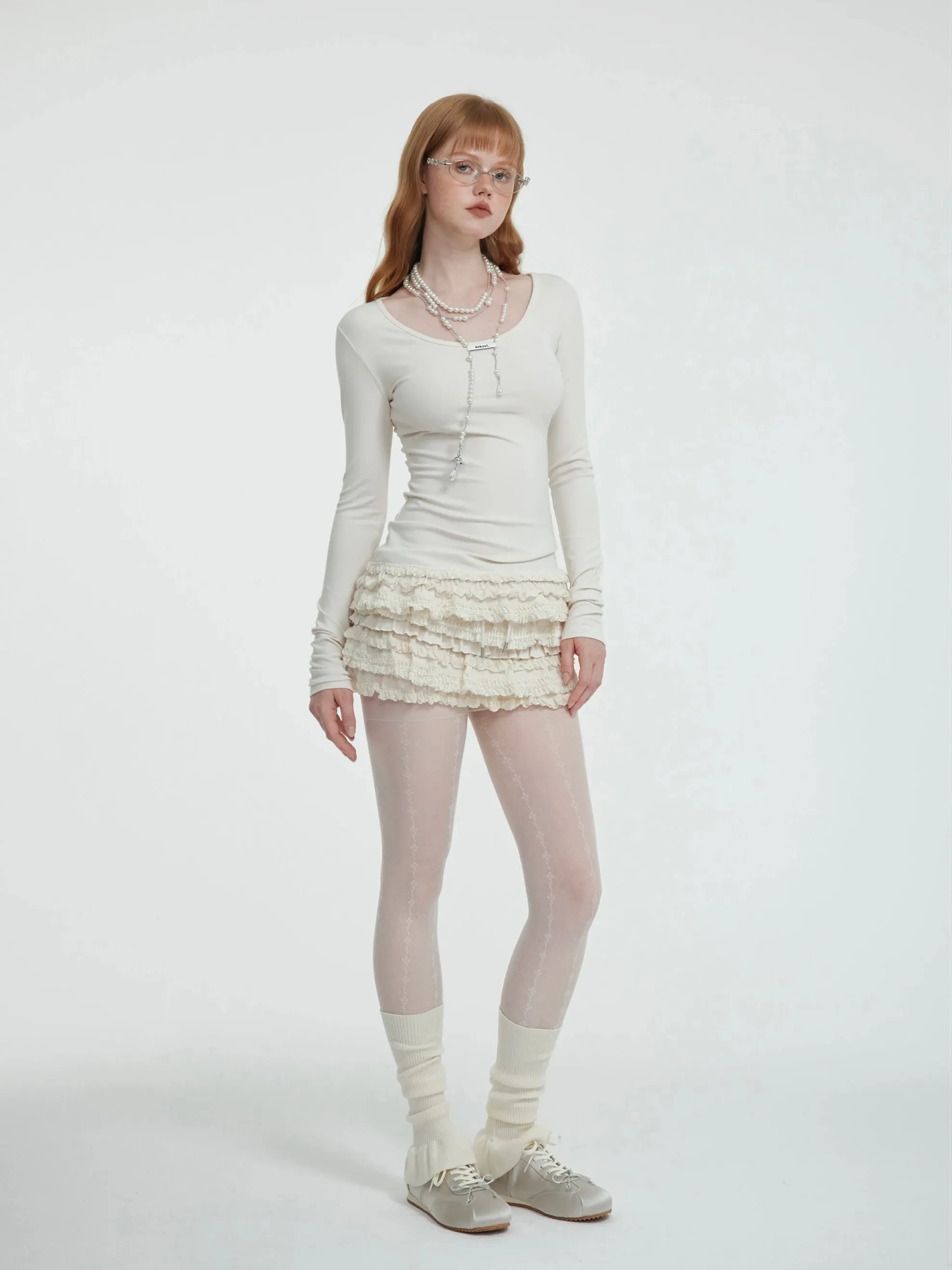 [Customizable] Coquette Sweetheart White Sweatshirts and Skirt Set