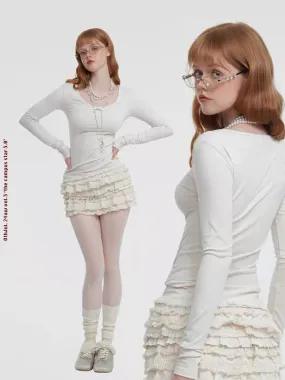 [Customizable] Coquette Sweetheart White Sweatshirts and Skirt Set