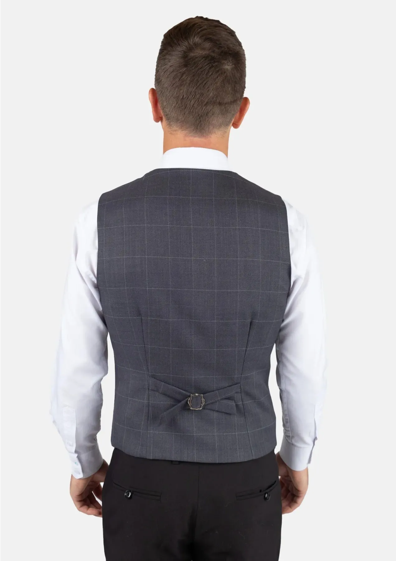 Dark Grey Windowpane Vest