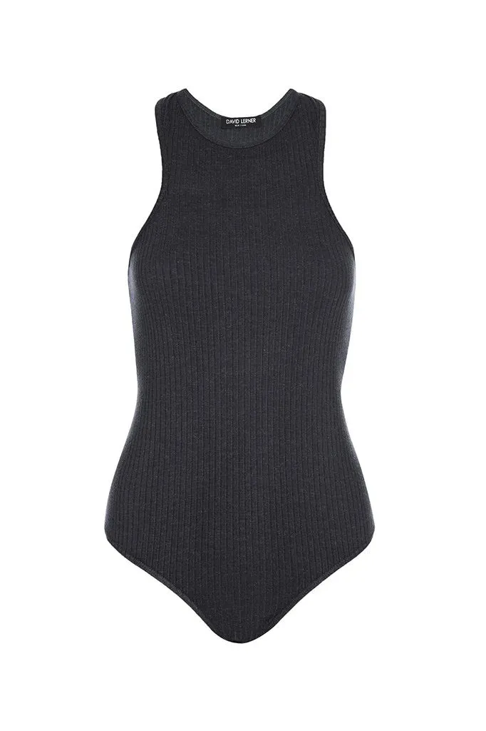 David Lerner - Penny Racer Front Bodysuit in Faded Black