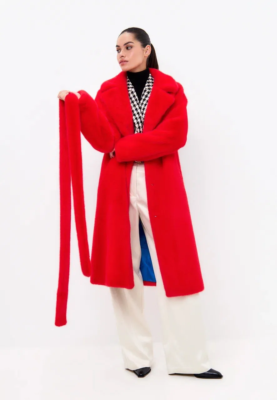 Deluxe Long Back Print Coat Lovers - Red