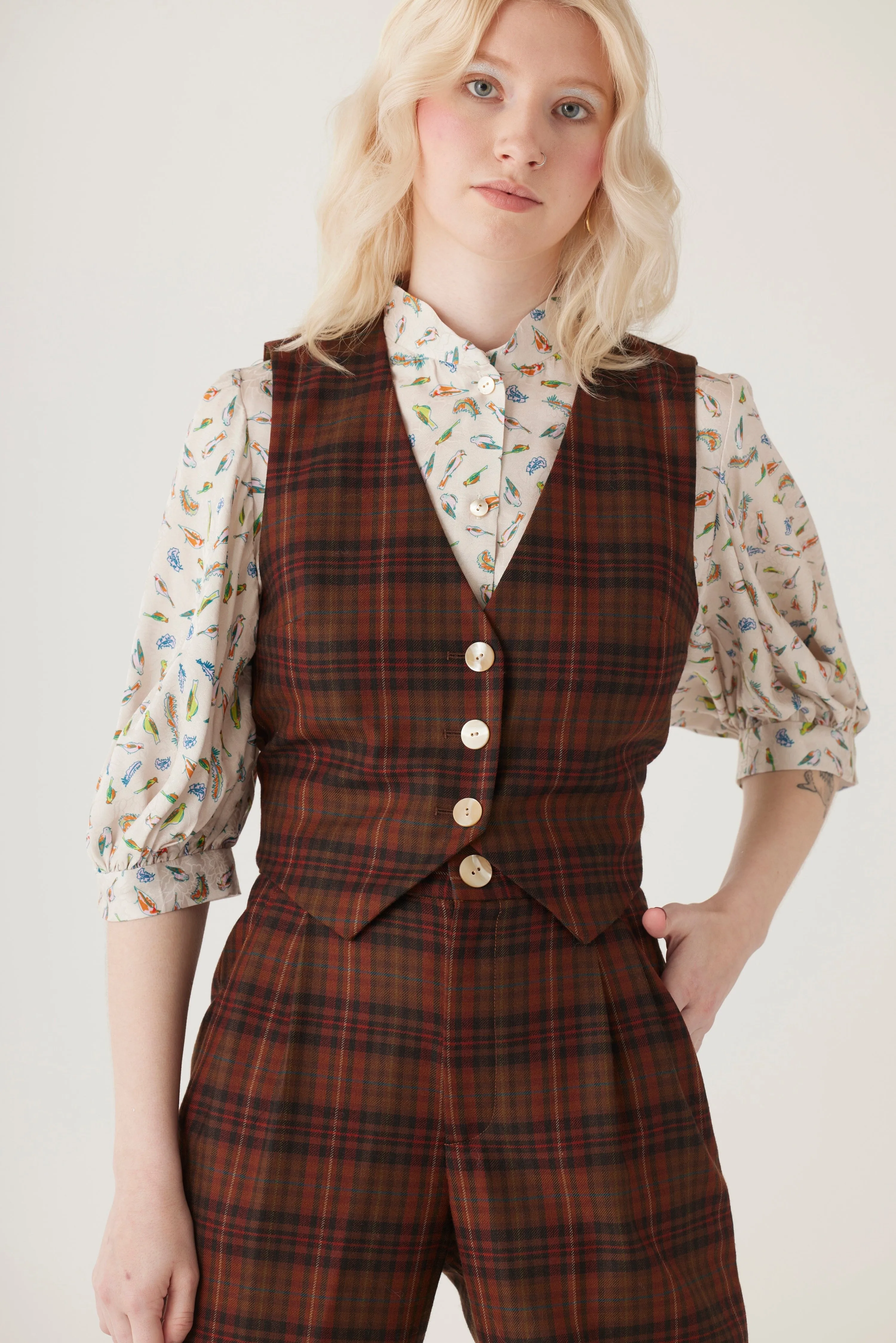 Diane Vest in Fireside  Plaid Wool