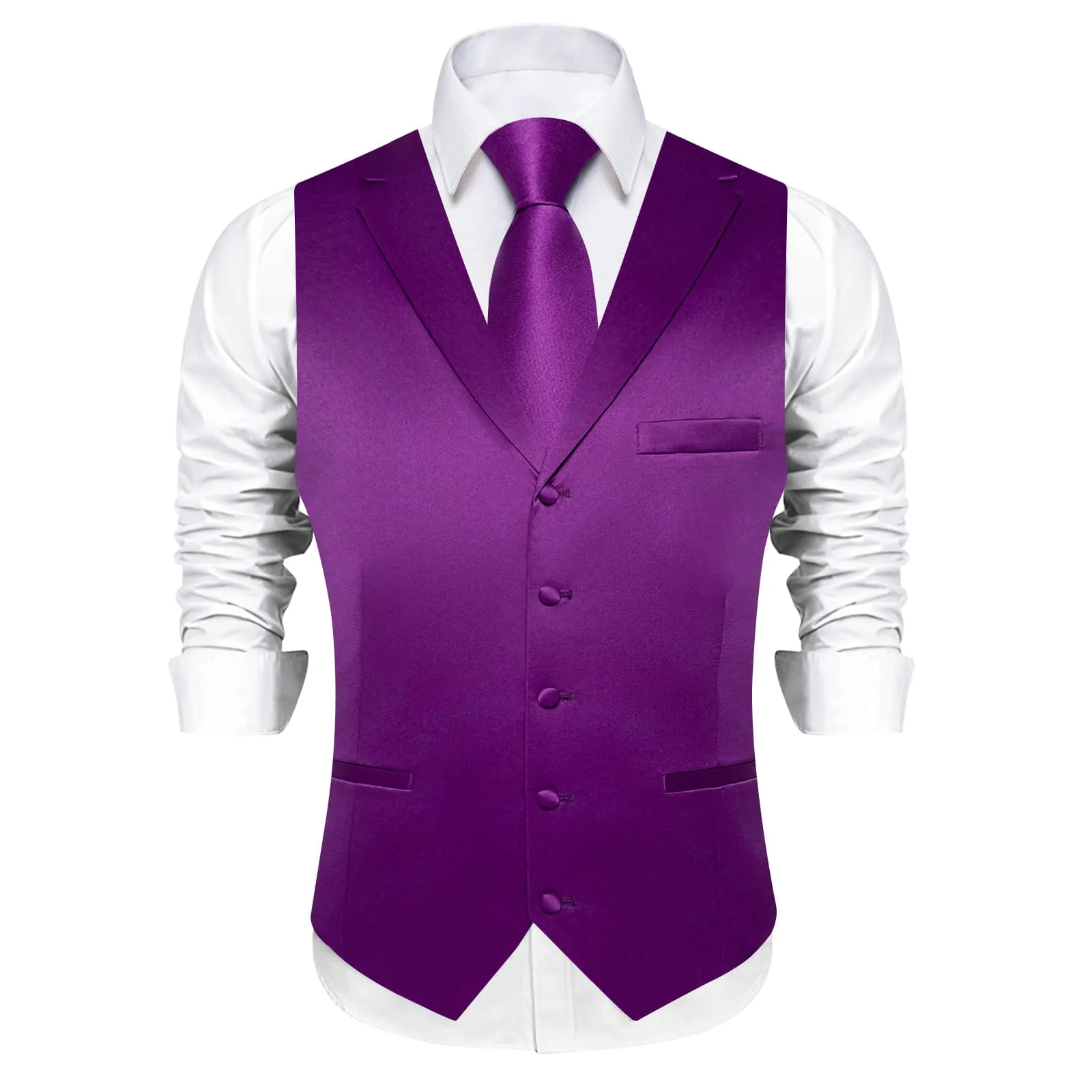 DiBanGu Tuxedo Waistcoat Dark Magenta Purple Solid Notched Collar Mens Business Casual Vest