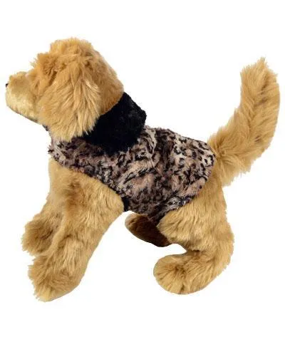 Dog Coat, Reversible - Luxury Faux Fur in Carpathian Lynx with Cuddly Fur in Black