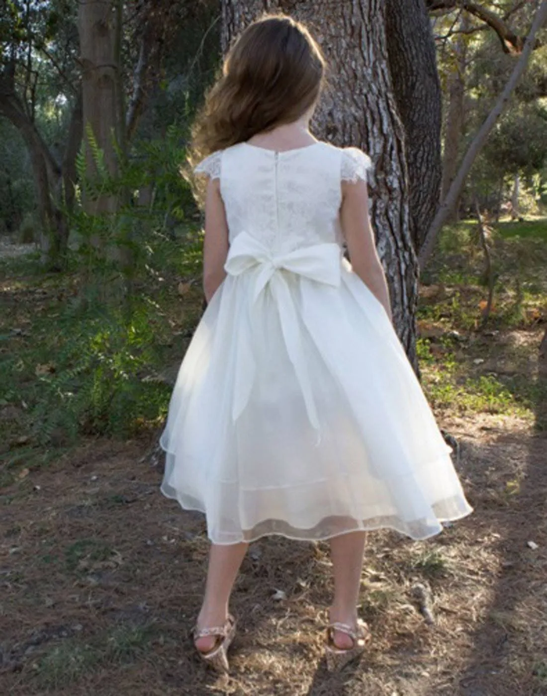 Double Layered Lace and Organza dress - White