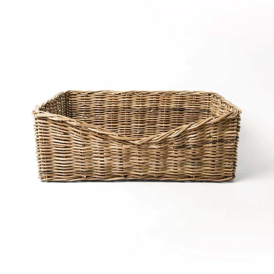 Dressed Greywash Rattan Dog Basket