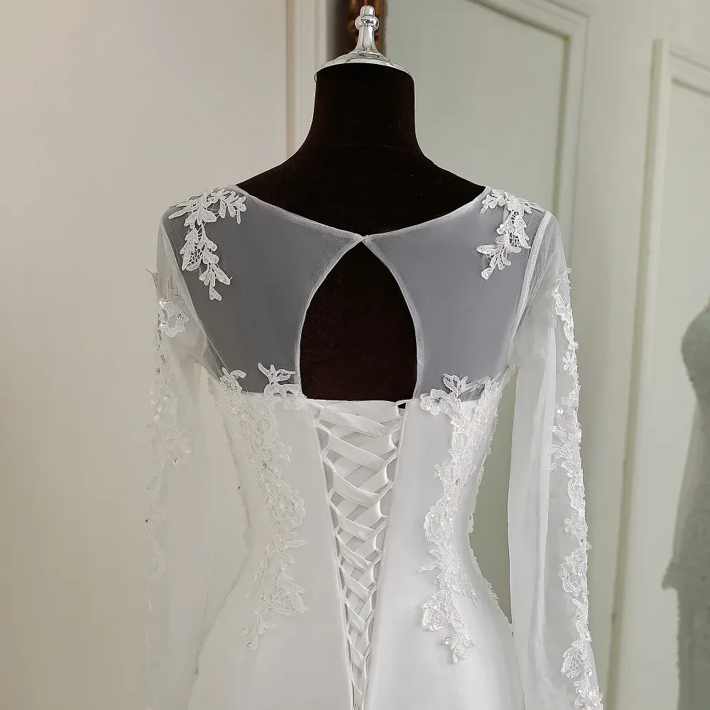 Elegant Long Sleeve Applique Mermaid Wedding Bridal Gown