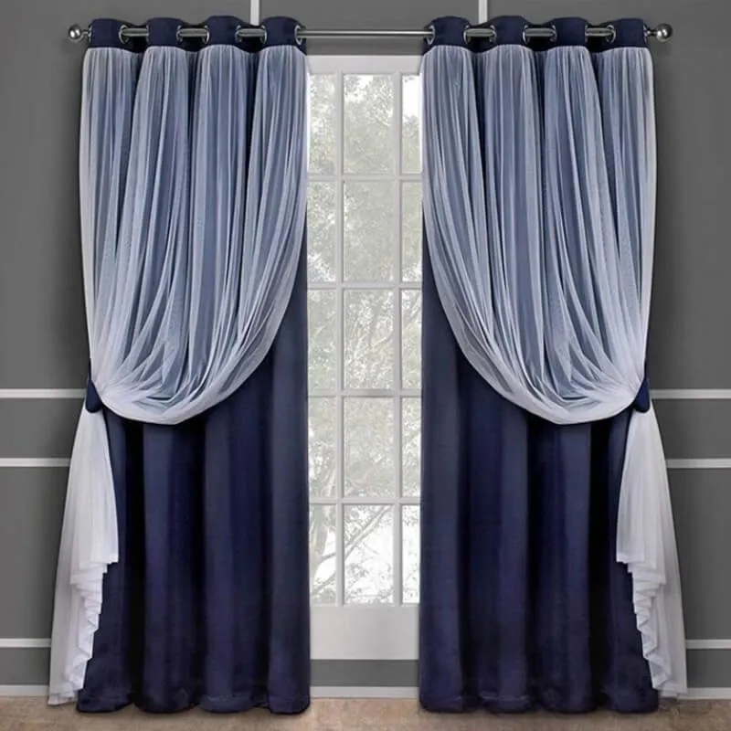 Elegant Solid Color Comfort Double Layer Blackout Curtains