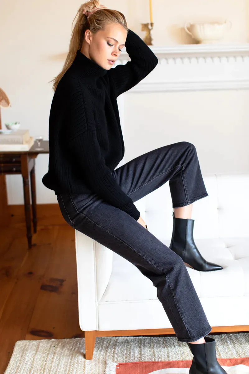 Emerson Fry Carolyn Funnel Neck Sweater Black