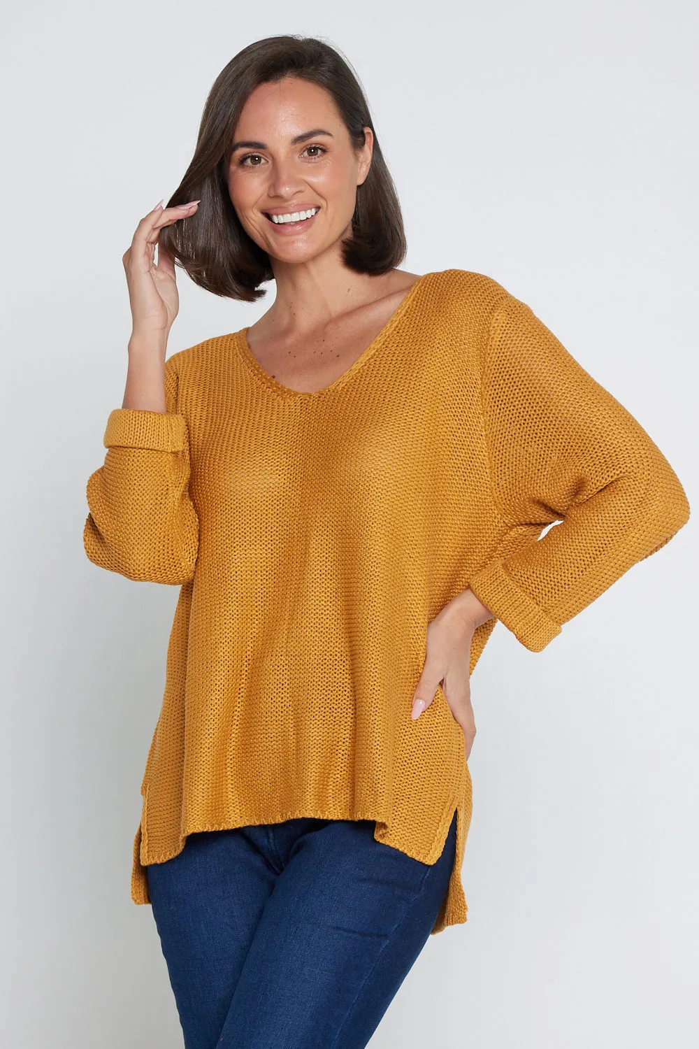 Emmy Cotton Knit Jumper - Mustard