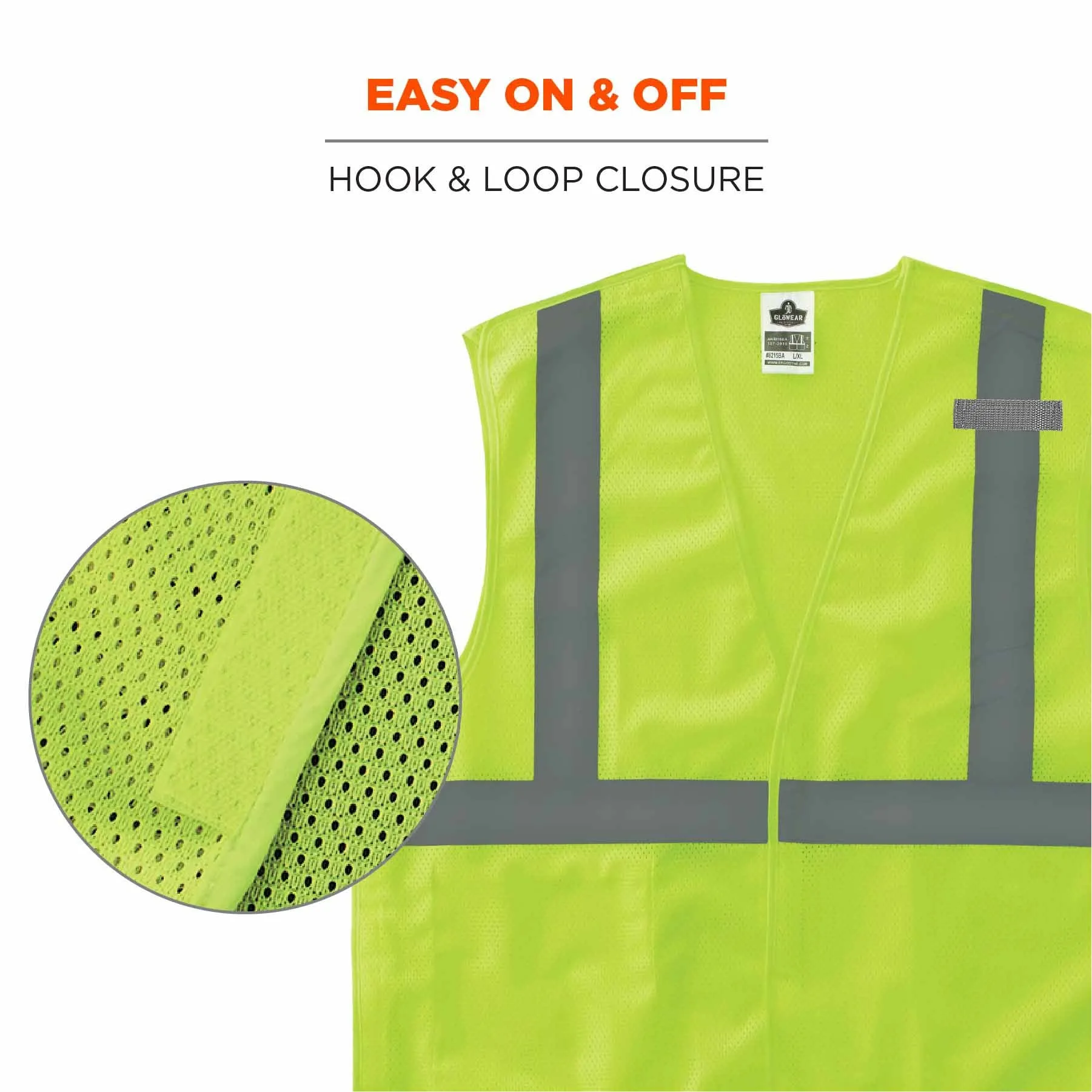 Ergodyne 24544 8215BA-S L Lime Class 2 Economy Breakaway Mesh Vest - Single Size