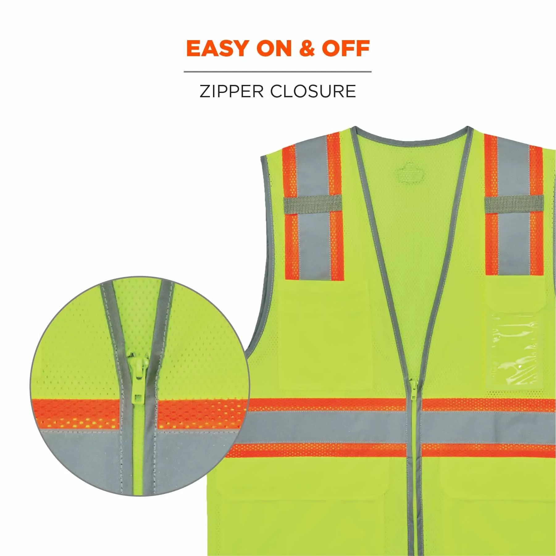 Ergodyne 24565 8246Z-S XL Lime Class 2 Two-Tone Mesh Vest - Single Size