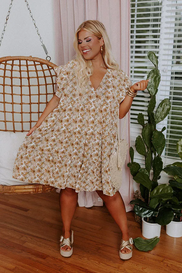 Everyday Beautiful Floral Shift Dress In Ivory Curves