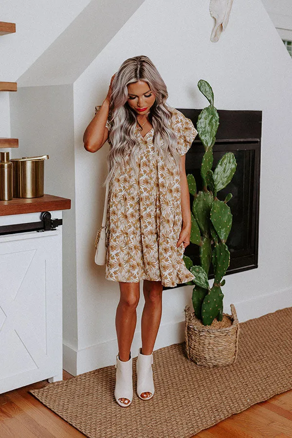 Everyday Beautiful Floral Shift Dress In Ivory