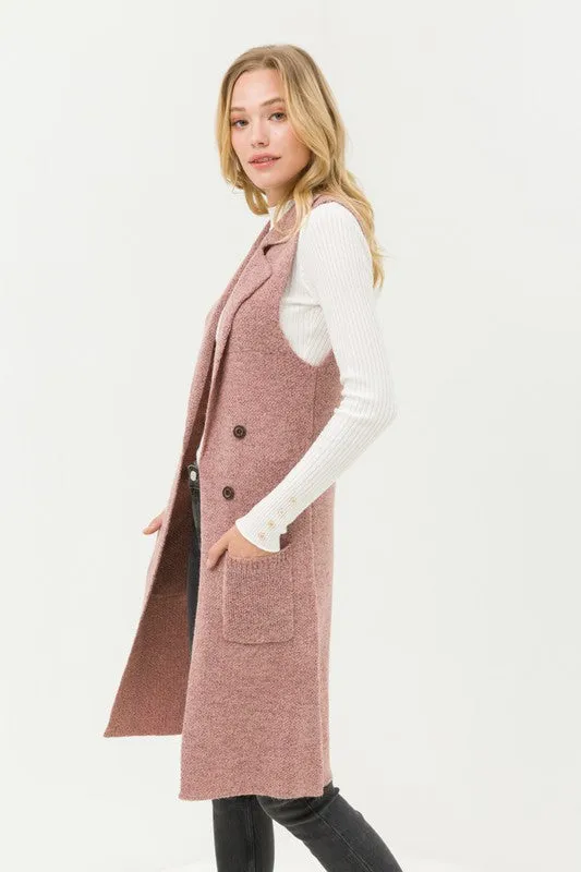 Fall in Love Sleeveless Cardigan in Mauve