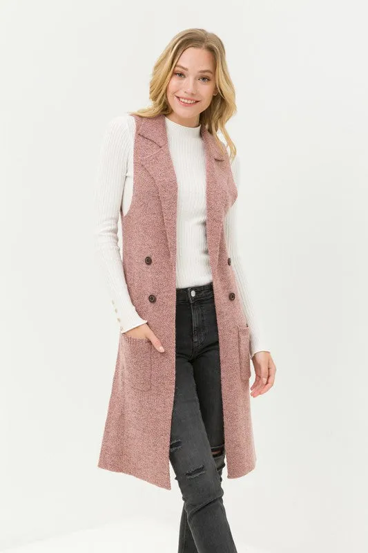 Fall in Love Sleeveless Cardigan in Mauve