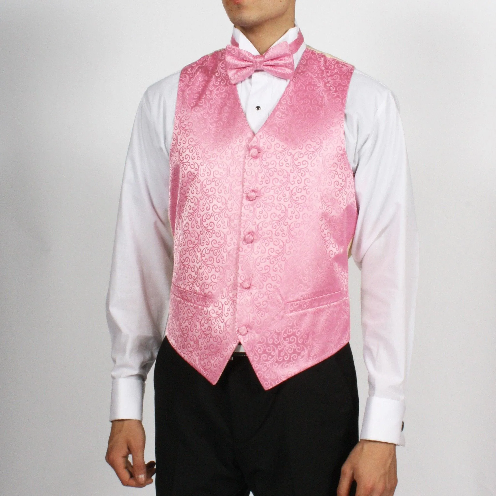 Ferrecci Mens PV50-11 Pink White Vest Set