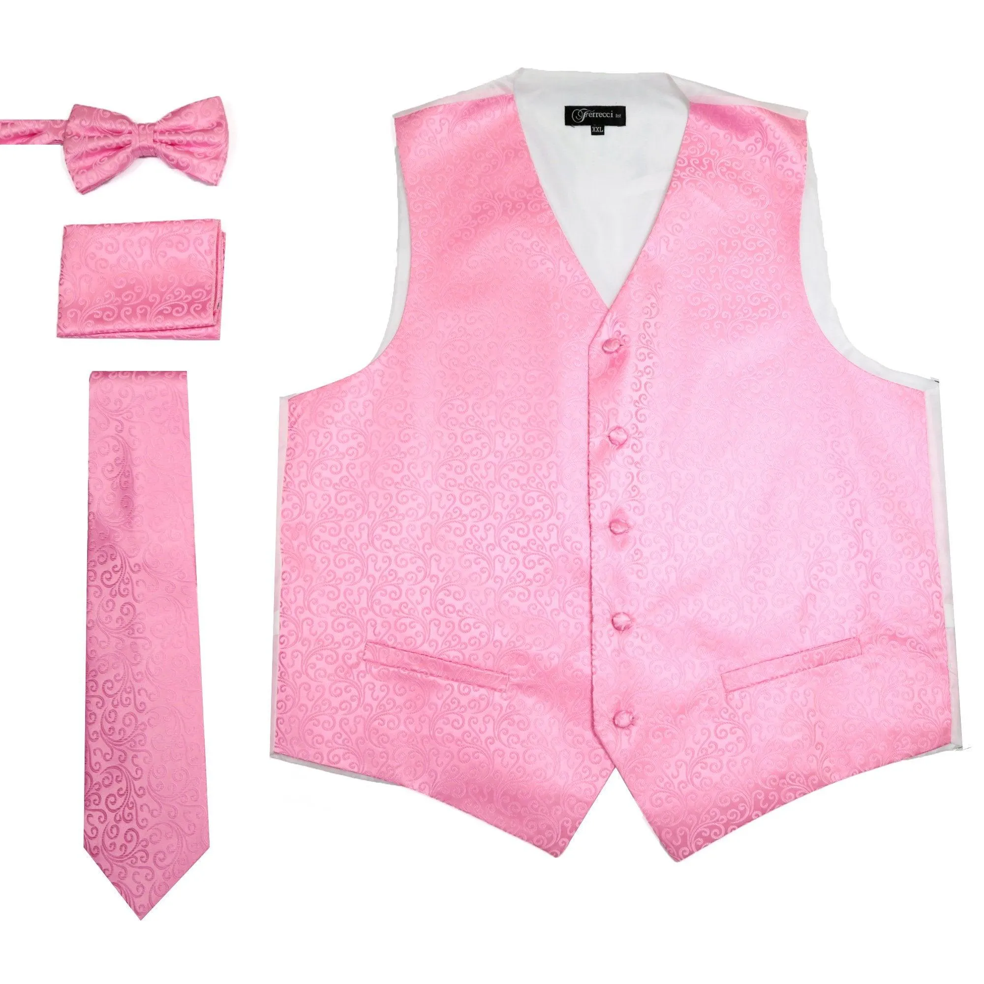 Ferrecci Mens PV50-11 Pink White Vest Set