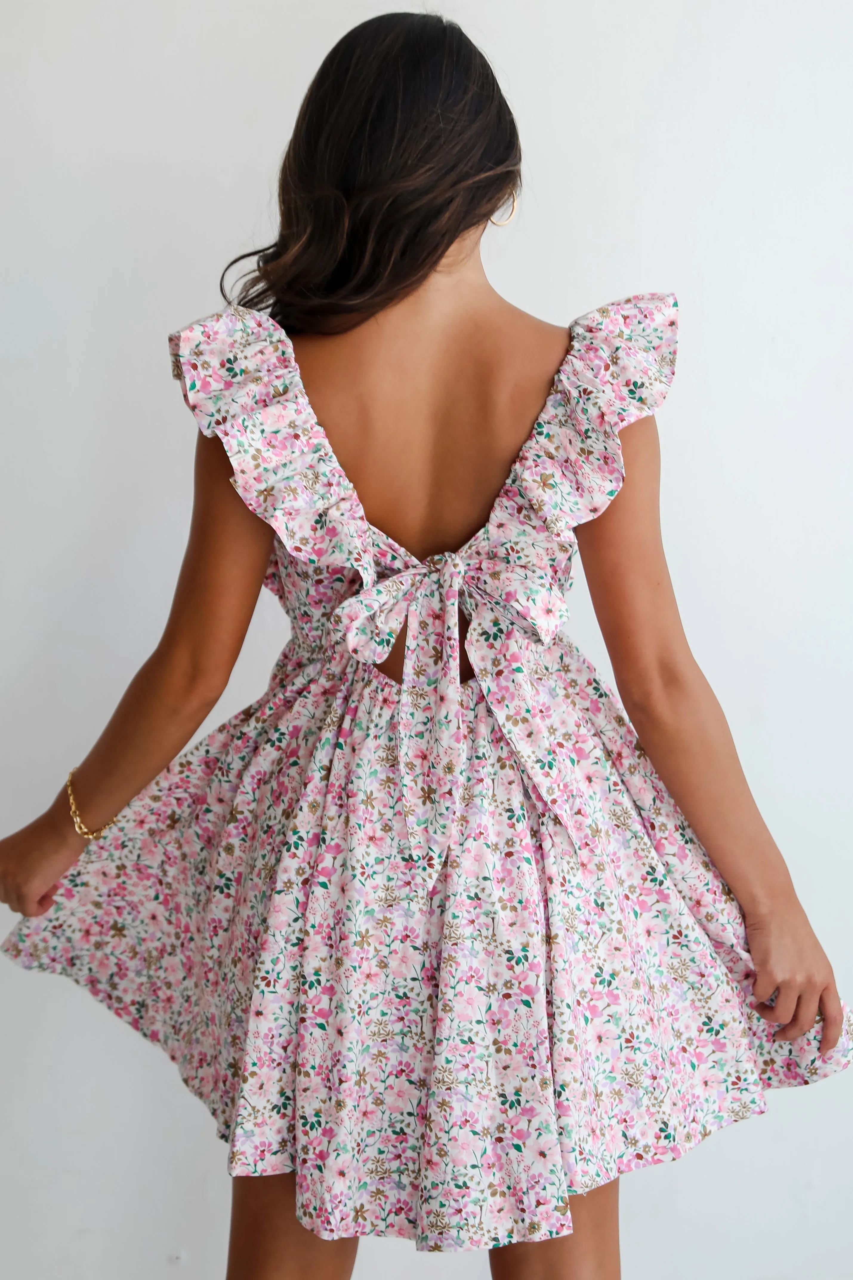 FINAL SALE - Exclusive Sweetness Pink Floral Ruffle Mini Dress