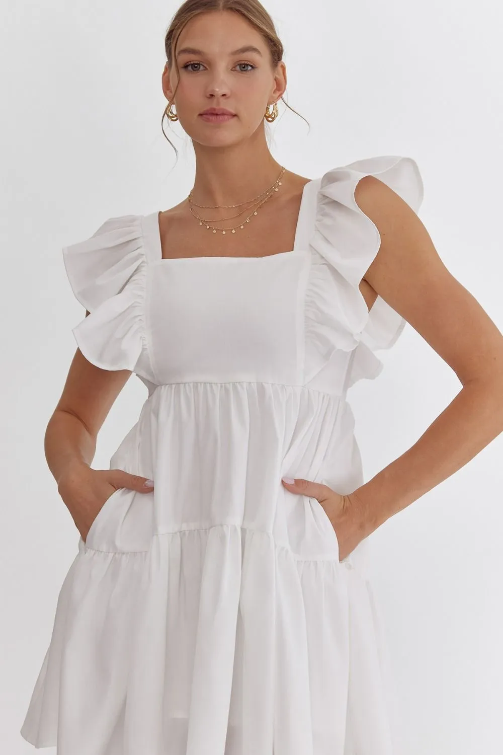 Genevieve Square Neck Ruffle Sleeve Babydoll Dress *FINAL SALE*