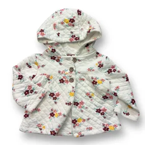 Girls Carter's Size 18 Months White Quilted Floral Print Hooded Jacket