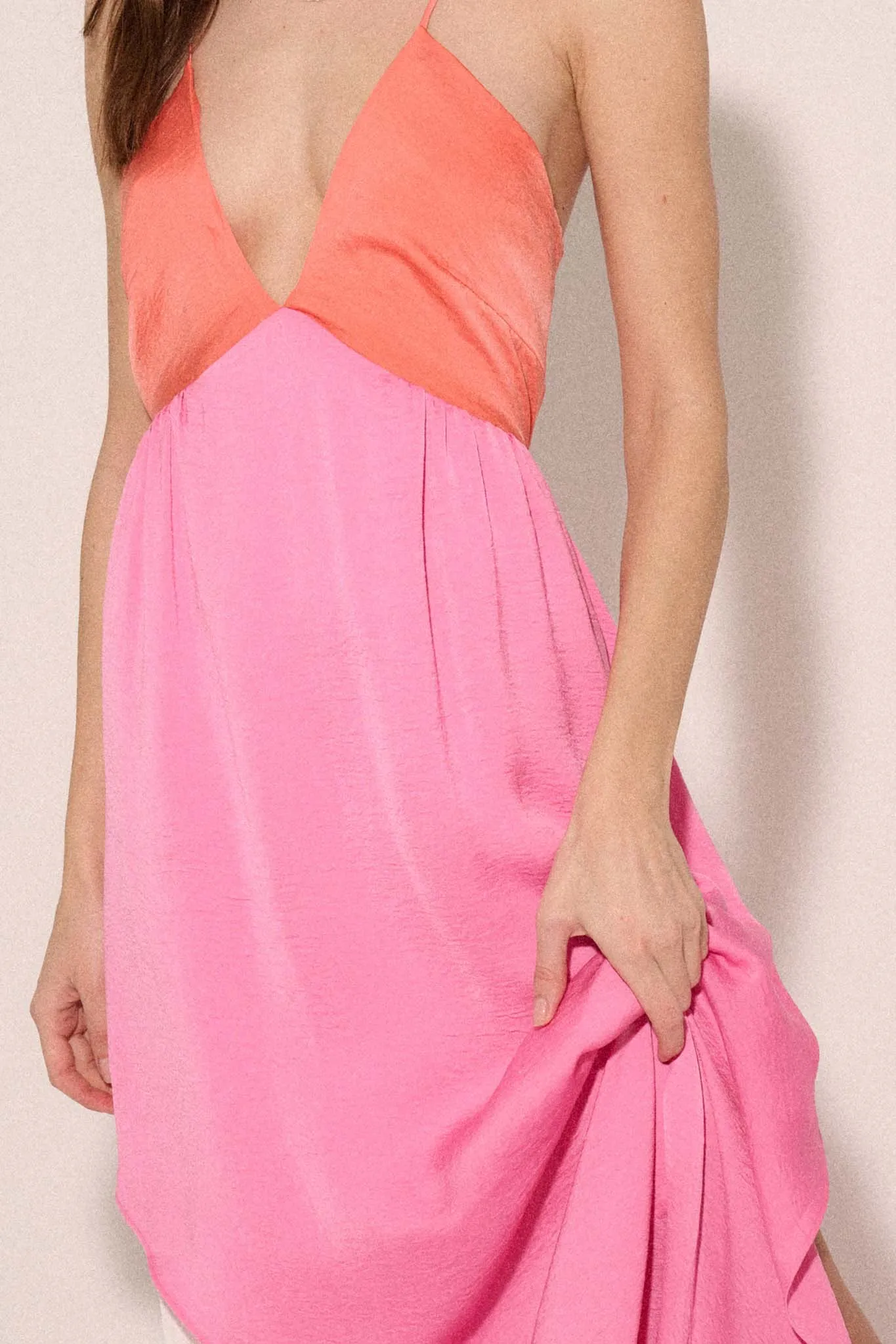 Glam Squad Colorblock Layered Satin Maxi Dress