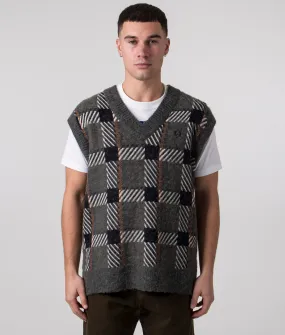 Glitch Tartan Knitted Tank Vest